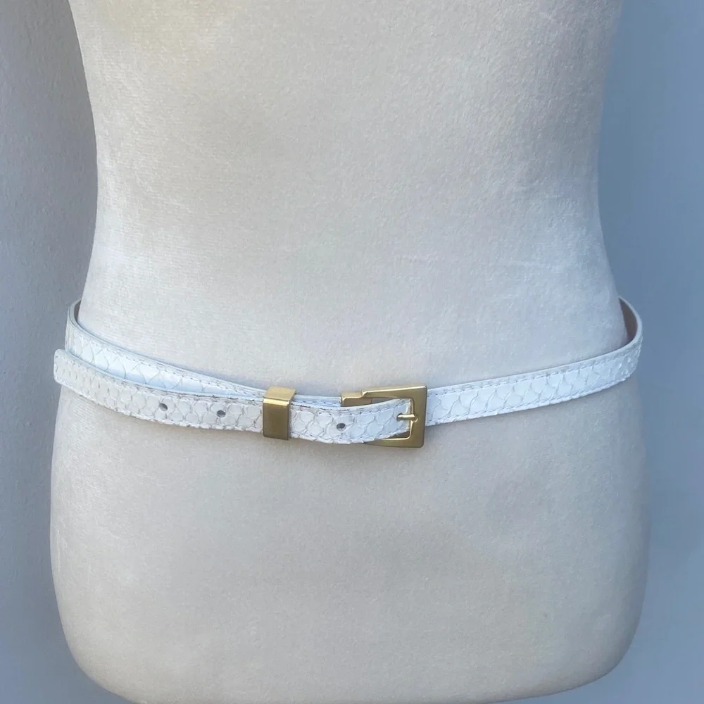 MICHAEL KORS White python Belt with Gold Accent